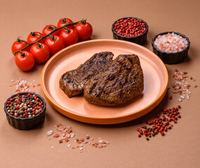 Food, grilled beef steak, roast meat for lunch. Grilled beef steak