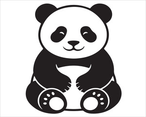 Cute Panda Bear Silhouette Vector Illustration