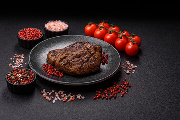 Food, grilled beef steak, roast meat for lunch. Grilled beef steak