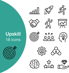 Upskill and Training Icons | Leadership, Learning, and Career Growth Vector