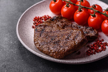 Food, grilled beef steak, roast meat for lunch. Grilled beef steak