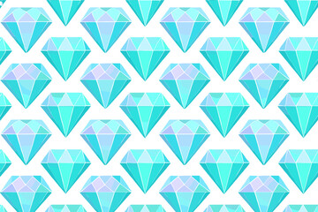 Seamless pattern of blue diamonds on white background
