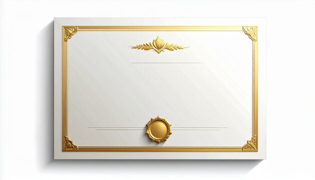 Elegant blank certificate template with a luxurious gold border, ornate corners, and a gold seal for official recognition