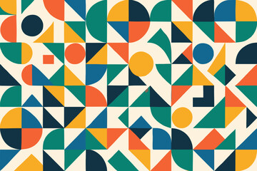 Colorful geometric abstract pattern with retro shapes