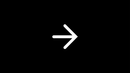 Obraz premium White outline arrow pointing right on a black background, a minimalist digital user interface element for navigation and next steps.