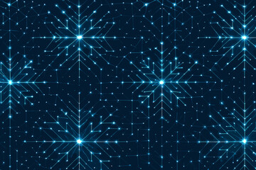 Futuristic Snowflake Pattern – Glowing Digital Winter Grid Background