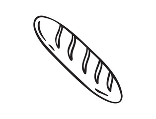 French baguette hand drawn outline doodle icon. Bread loaf vector isolated sketch illustration