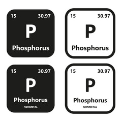 Phosphorus Element vector symbol with atomic number, atomic mass and chemical group block