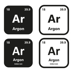 Argon Element vector symbol with atomic number, atomic mass and chemical group block