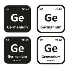 Germanium Element vector symbol with atomic number, atomic mass and chemical group block