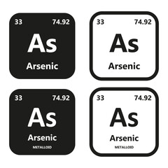 Arsenic Element vector symbol with atomic number, atomic mass and chemical group block