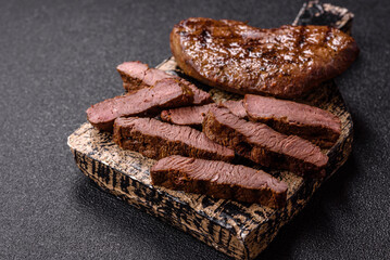 Food, grilled beef steak, roast meat for lunch. Grilled beef steak