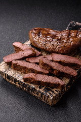Food, grilled beef steak, roast meat for lunch. Grilled beef steak