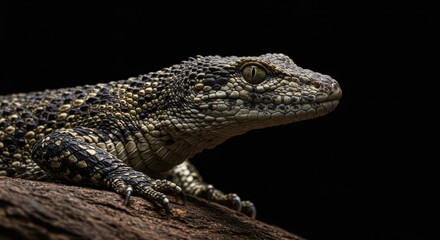 Fototapeta premium Ancient predator lurking just beneath the surface, showcasing the raw, powerful, and intimidating essence of reptile survival ,waiting ,danger ,rough