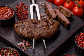 Food, grilled beef steak, roast meat for lunch. Grilled beef steak
