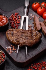 Food, grilled beef steak, roast meat for lunch. Grilled beef steak