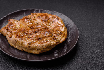 Food, grilled pork steak, roast meat for lunch. Grilled pork steak