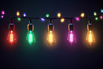 Colorful String Lights with Glowing Edison Style Bulbs