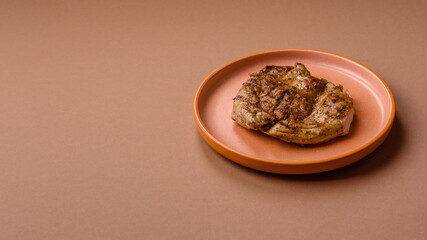 Food, grilled pork steak, roast meat for lunch. Grilled pork steak