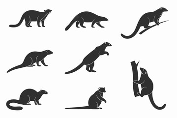 Binturong minimalist icon set eight black and yellow graphics