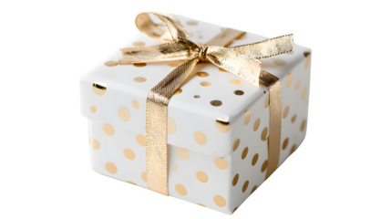 Minimal gift in warm white paper with micro gold foil dot and invisible seam, subtle luxury, isolated on white background