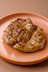 Food, grilled pork steak, roast meat for lunch. Grilled pork steak