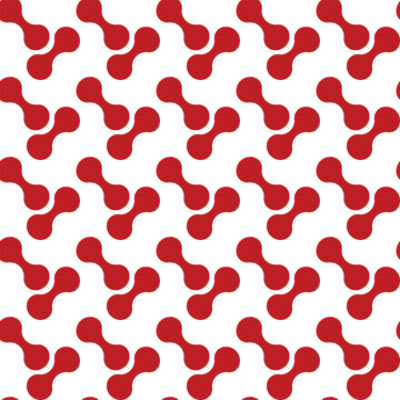 Seamless pattern of red molecular structures on white background