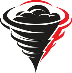 A dynamic tornado logo with a lightning bolt accent, symbolizing power and destruction, , perfect for weather related services and emergency response teams