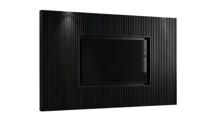 Obraz premium Sleek Black Rectangular Object with Ribbed Texture and Central Recess.