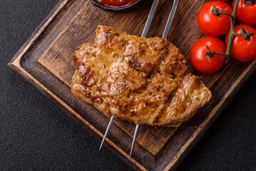 Food, grilled pork steak, roast meat for lunch. Grilled pork steak