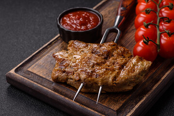Food, grilled pork steak, roast meat for lunch. Grilled pork steak
