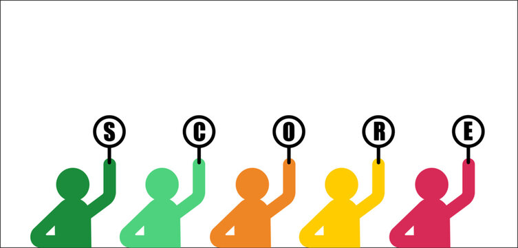People hand showing scores, judge illustration