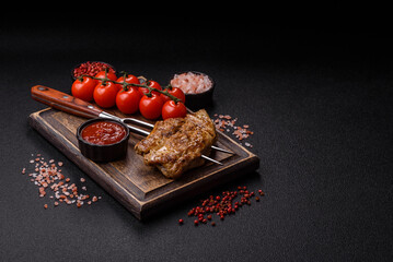 Food, grilled pork steak, roast meat for lunch. Grilled pork steak