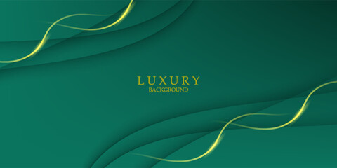 background green abstract with luxury golden lines, modern concept