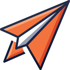 A vibrant orange paper airplane soars upwards, symbolizing freedom, travel, innovation, and the boundless possibilities of imagination