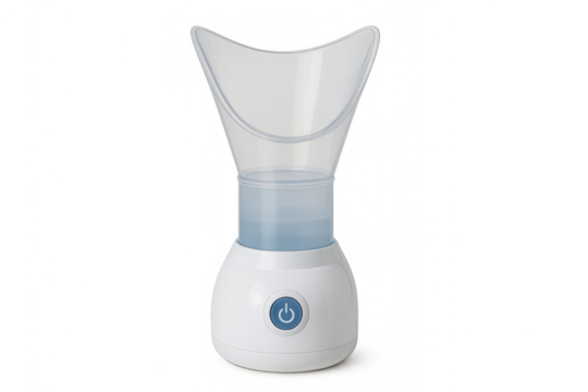 White facial steamer applying steam for skincare routine