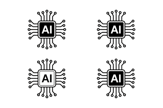 Modern AI chip icons for technology and innovation concepts
