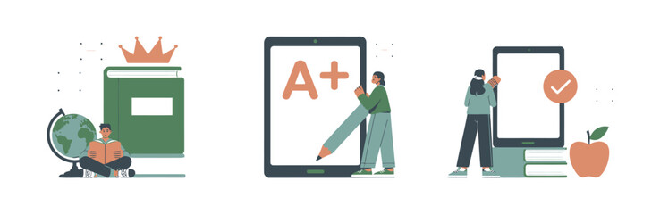 Online education and elearning concept with student and tablet