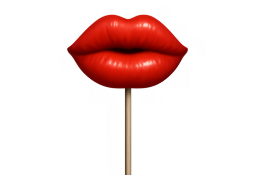 Red lips photo booth prop on stick
