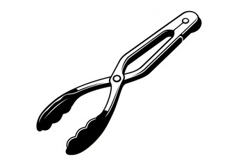 Obraz premium A black and white illustration of kitchen tongs generative ai