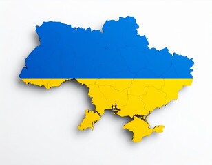 Obraz premium Ukraine Map with Ukrainian Flag Colors on White Background 3D Render