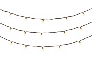 Glowing string lights decorating for holiday transparent background