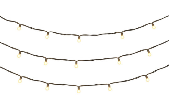 Glowing string lights decorating for holiday transparent background