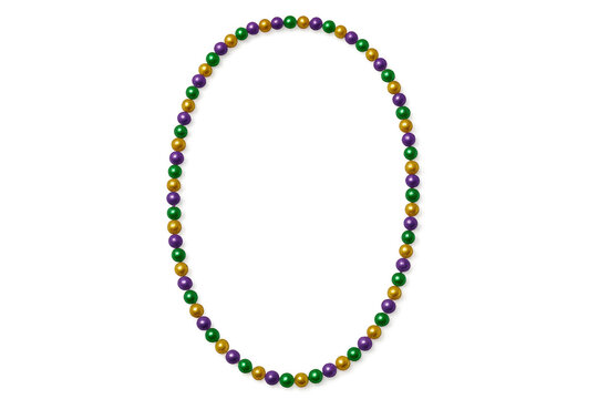 Mardi gras party beads necklace in traditional colors