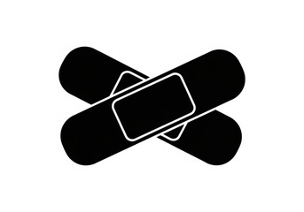 Two black adhesive bandages crossed generative ai