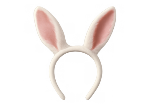White fuzzy bunny ears headband for easter costume - Powered by Adobe