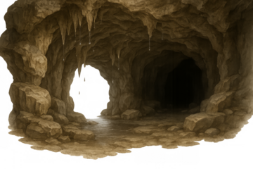 Dark fantasy cave entrance with dripping stalactites
