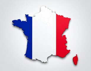 France Map with French Flag on White Background