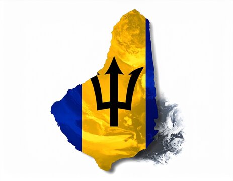 Barbados Map with Barbados Flag Overlay