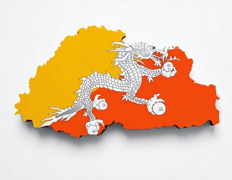 Bhutan Map with Bhutan Flag Overlay
